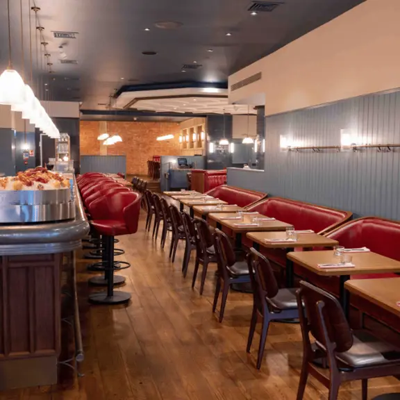 Burger & Lobster Soho interior with tables and bar