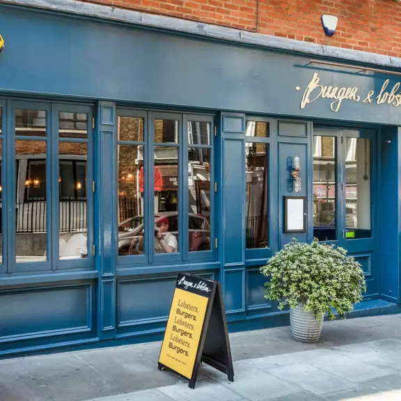 Exterior of Burger & Lobster restaurant in Mayfair London