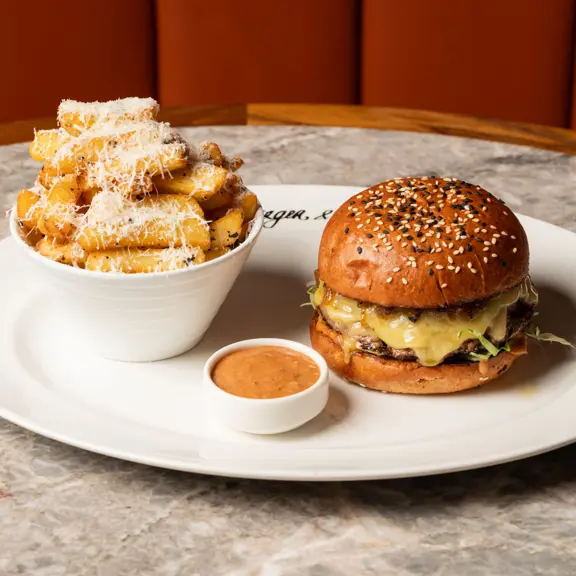 Burger & Lobster spring menu burger and chips
