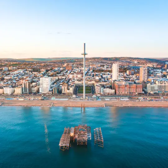 Aerial view of Brighton pier