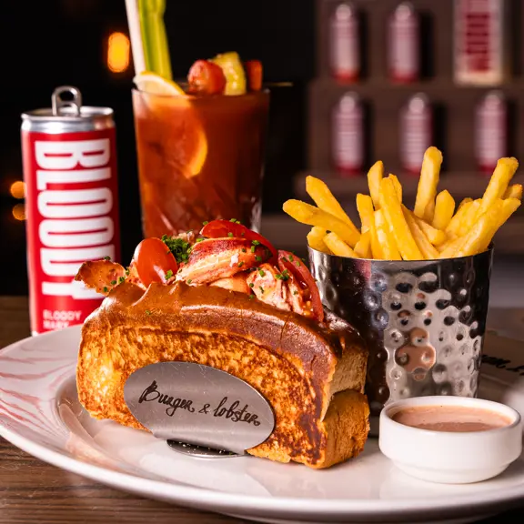 bloody campaign lobster roll chips and cocktail